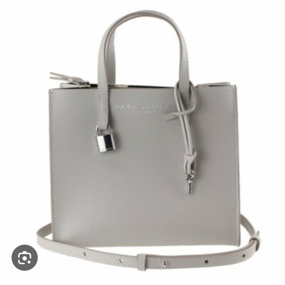 Marc Jacobs Handbags - Marc Jacobs Mini Grind Leather Tote Bag in Light Grey